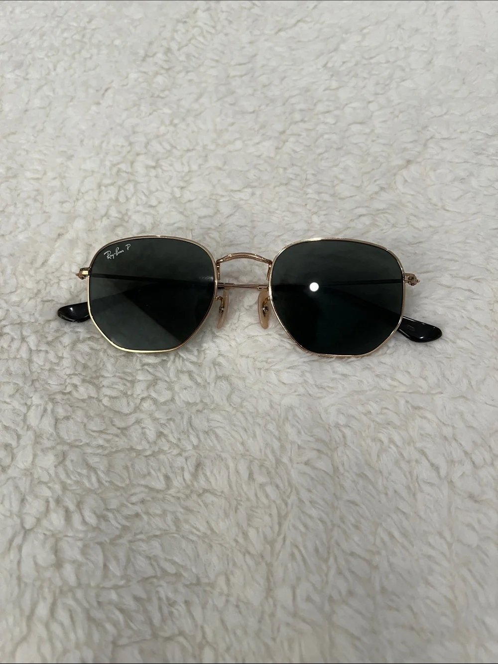 Ray-Ban Gold Frame Green Lens Men's Sunglasses